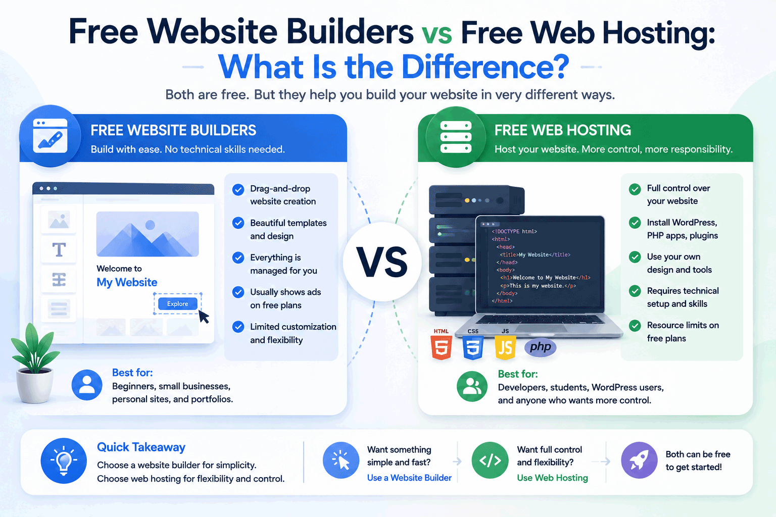 Free Website Builders vs Free Web Hosting: What Is the Difference?